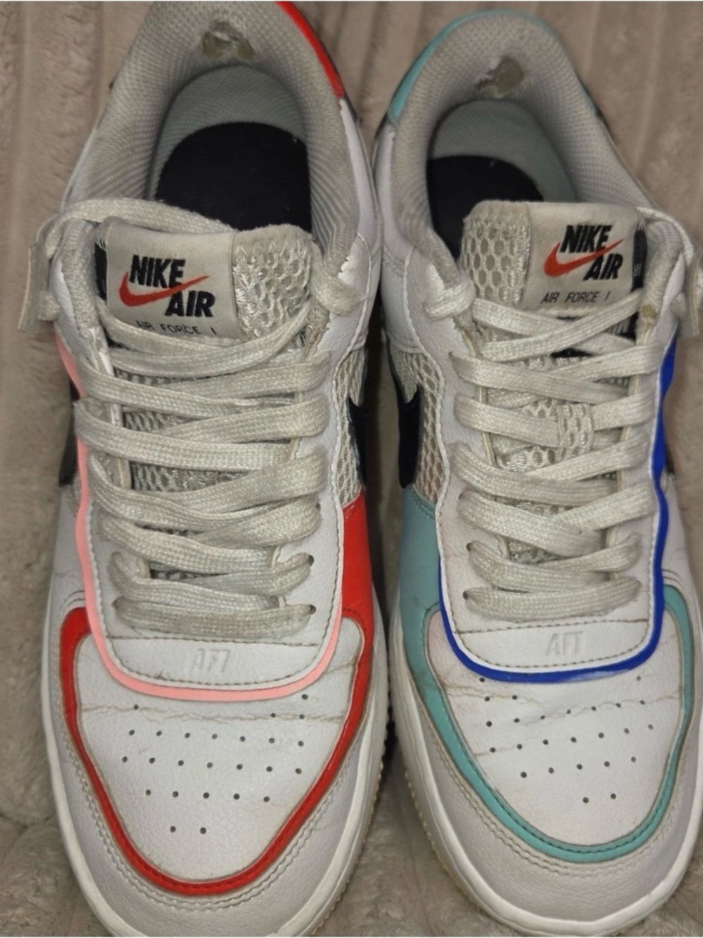 Nike Air Force 1 Shadow White Coral Pink Teal AF1 Women's Shoes Size 9 - Picture 3 of 8